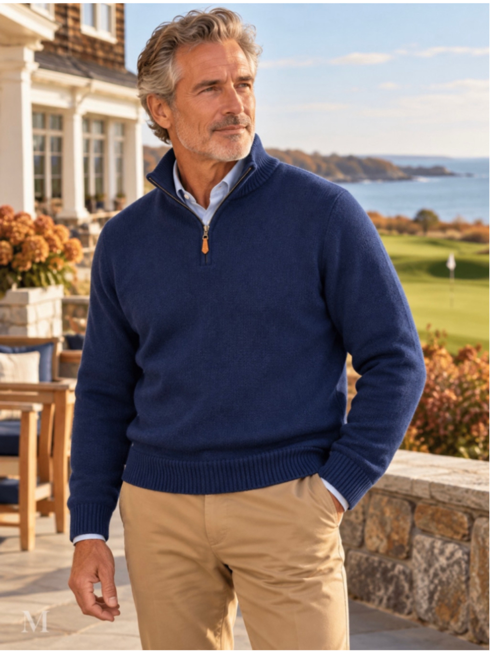 Vintage Polo Golf Ralph Lauren Men’s L Navy 100% Wool Quarter Zip Italian Yarn